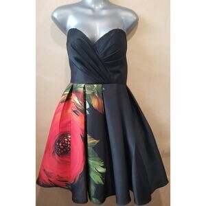Glamour by Terani Couture Beautiful Midi dress with stunning floral on the skirt